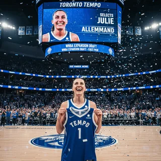 Toronto Tempo player Julie Allemand in action during a WNBA basketball game.