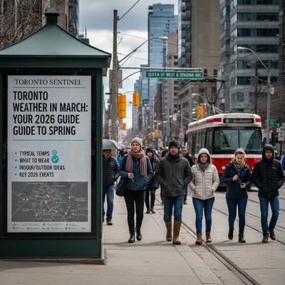 A collage of Toronto landmarks and spring activities, including the CN Tower, cherry blossoms, and outdoor events.