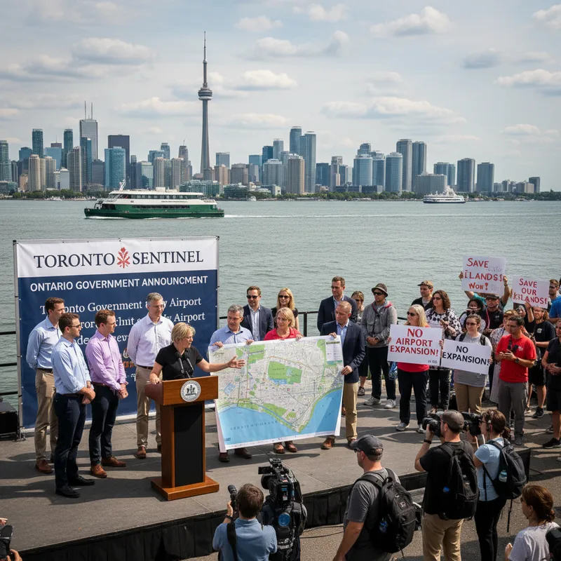 Toronto Islands with Billy Bishop Airport in the background under natural daylight.