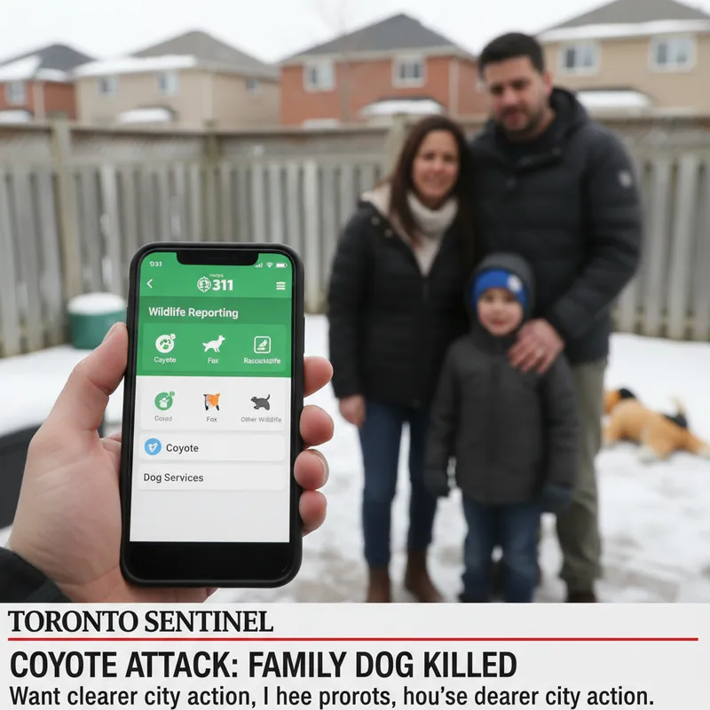 A City of Toronto 311 sign or phone screen showing wildlife reporting, not the dog. — Toronto Sentinel