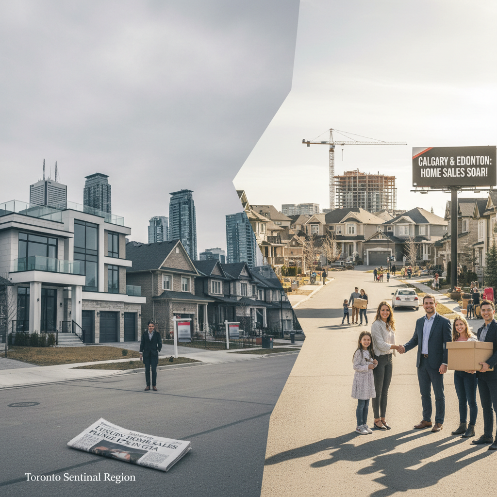 Wide shot of Toronto's downtown skyline with a focus on luxury high-rise condominiums.