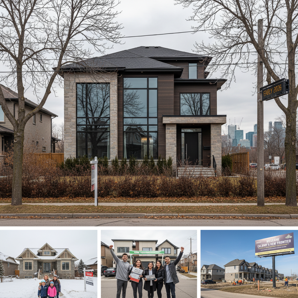 Wide shot of Toronto skyline with a luxury home in the foreground, symbolizing market changes.