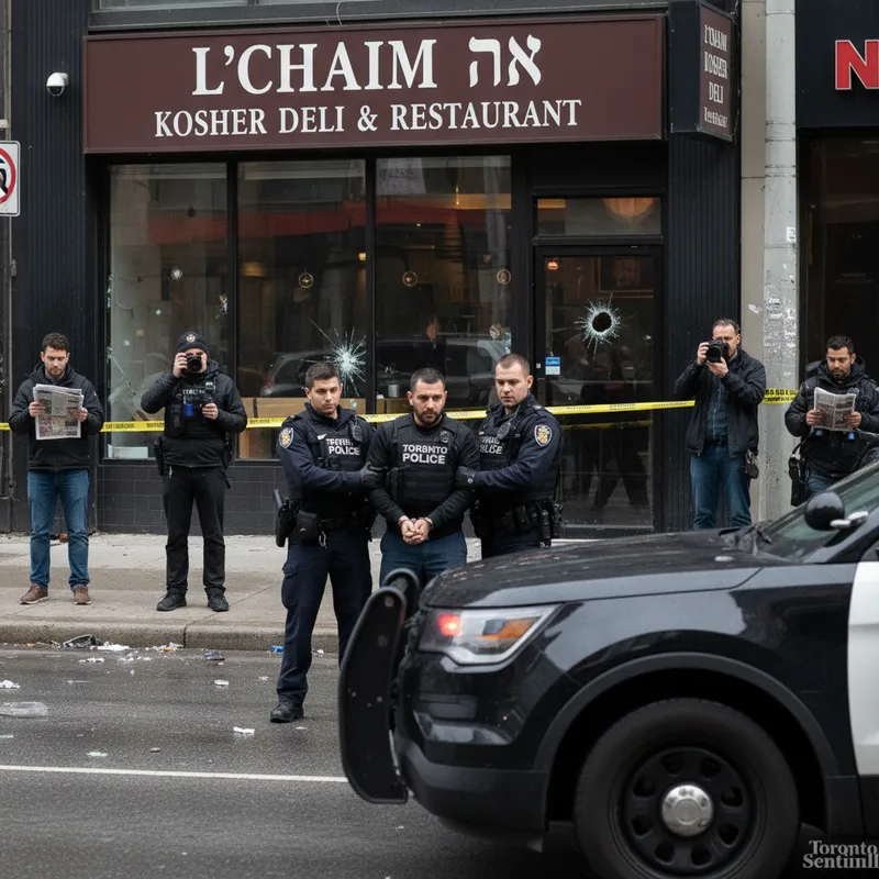 Police surrounded the restaurant after a shooting, leading to an arrest in Toronto.