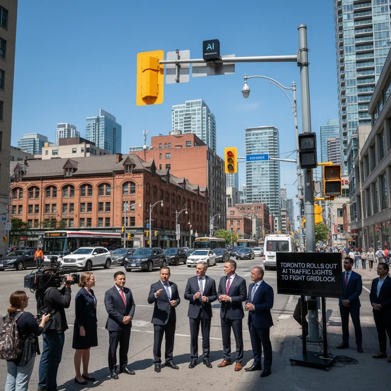 AI-controlled traffic lights installed on Yonge Street in Toronto to improve traffic flow.