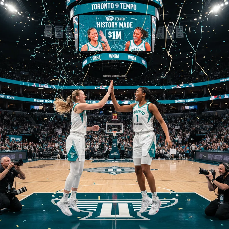 WNBA players Marina Mabrey and Brittney Sykes in action during a Toronto Tempo game.